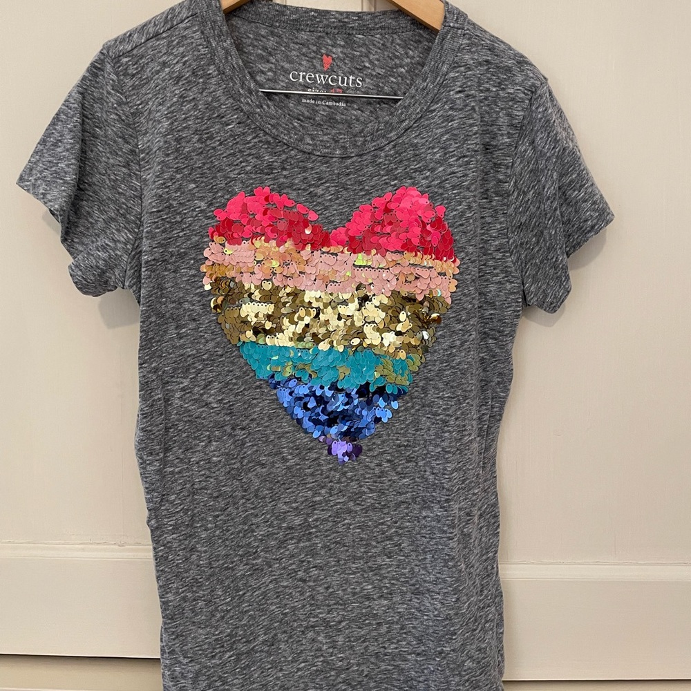 J.Crew Crewcuts girls sequin heart t-shirt.